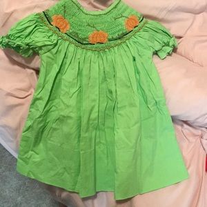 Lolly Wolly Doodle 6M Pumpkin/Fall Smocked Dress